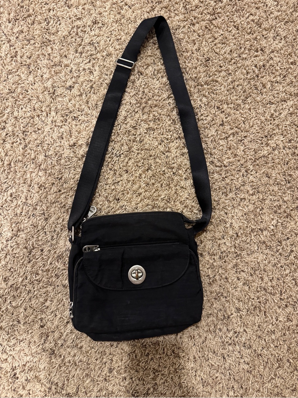 Baggallini Black Nylon Crossbody with Front Turn-Lock Pocket